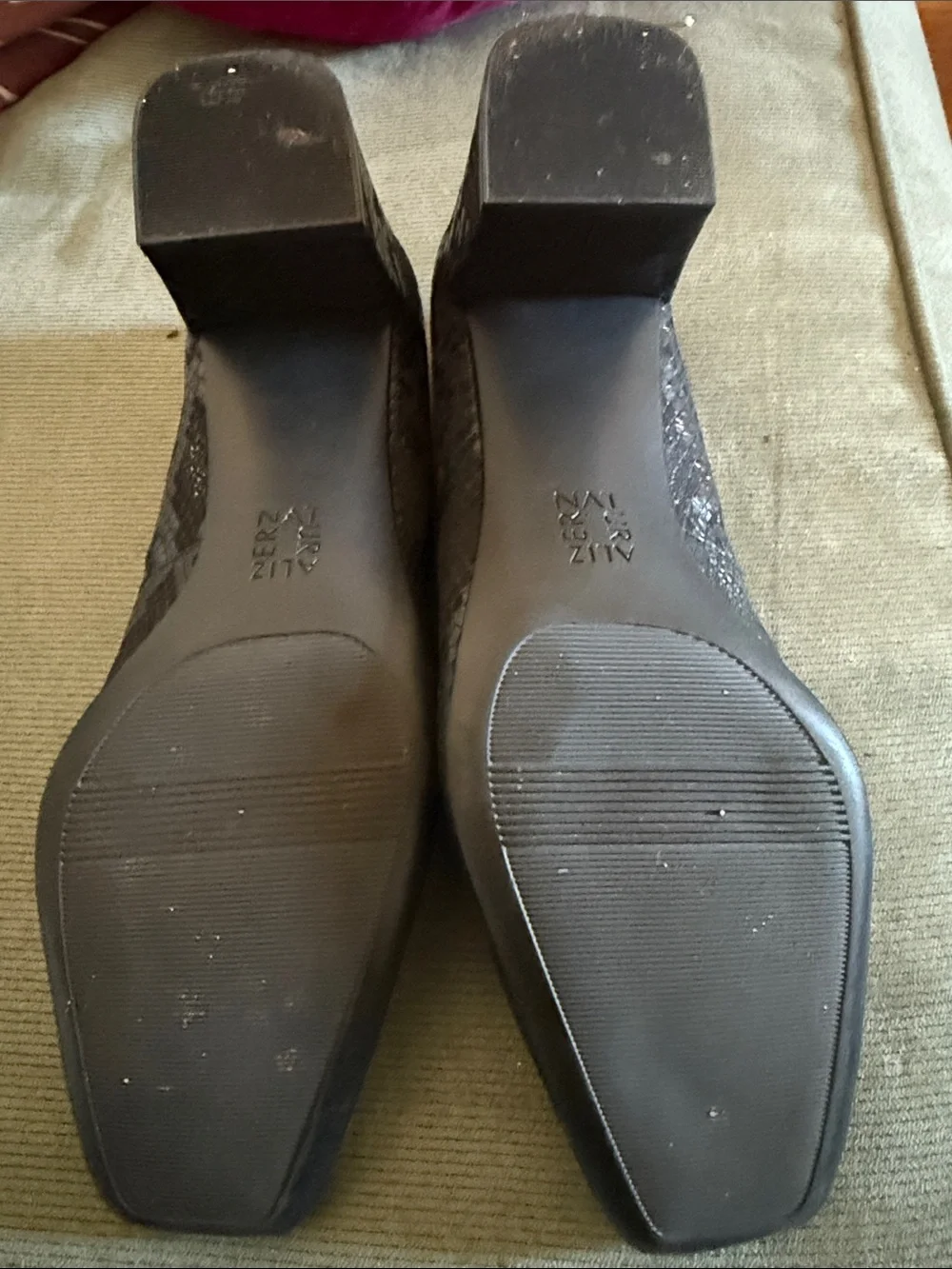 Naturalizer Black Textured Square-Toe Pumps